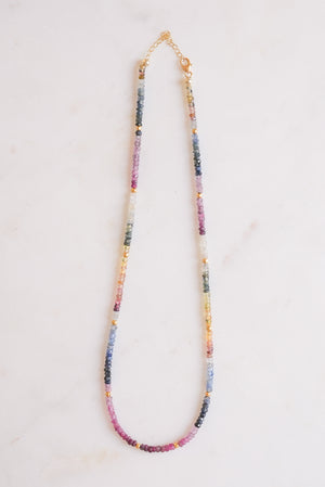 Rainbow Sapphire Gemstone Necklace - Moon Cycle