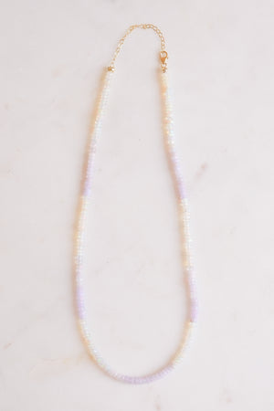 Lavender and White Opal Beaded Gemstone Necklace