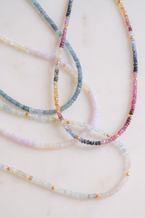 Rainbow Sapphire Gemstone Necklace - Moon Cycle