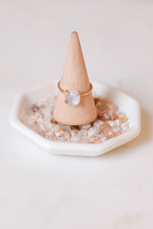 Moonstone Rose Cut Stacking Ring