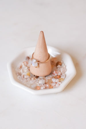 Moonstone Rose Cut Stacking Ring