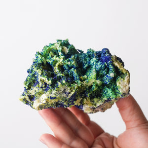Azurite on Bayldonite