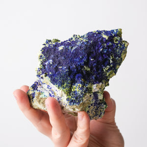 Azurite on Bayldonite