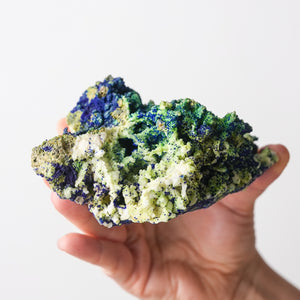 Azurite on Bayldonite