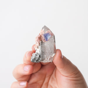 Rhodochrosite and Fluorite on Quartz