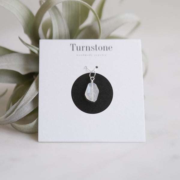 White Rainbow Moonstone Charm