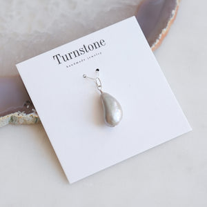 Large Grey Pearl Drop Charm