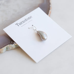 Large Grey Pearl Drop Charm
