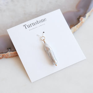 Long Grey Stick Pearl Charm