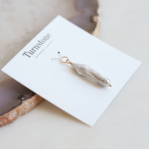 Long Grey Stick Pearl Charm