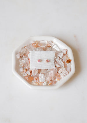 Maine Pink Tourmaline Gold Earrings