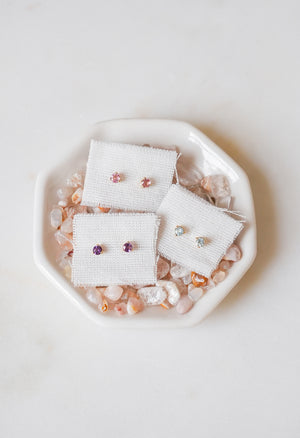 Maine Pink Tourmaline Gold Earrings