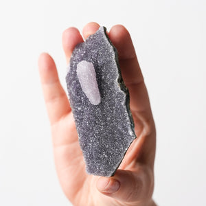 Druzy Amethyst after Calcite on Amethyst