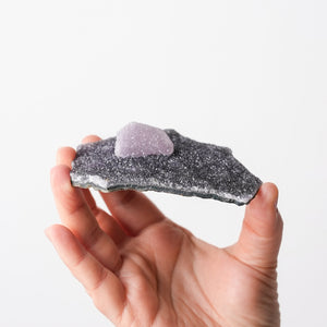 Druzy Amethyst after Calcite on Amethyst