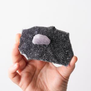 Druzy Amethyst after Calcite on Amethyst