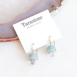 Flower Droplet Earrings with Amethyst and Trolleite