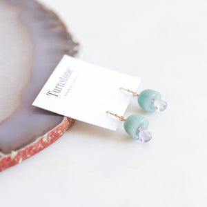 Flower Droplet Earrings with Amethyst and Trolleite