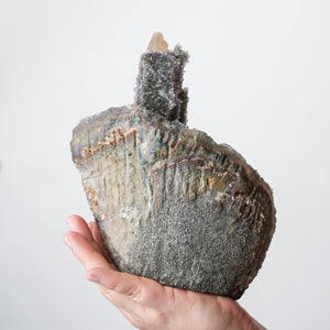 Druzy Quartz Amethyst after Calcite with Calcite