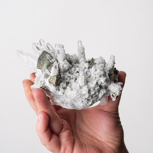 Quartz, Calcite, with Pyrite after Calcite