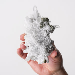 Quartz, Calcite, with Pyrite after Calcite