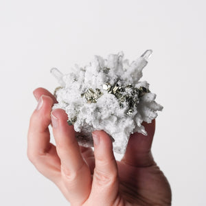 Quartz, Calcite, with Pyrite after Calcite