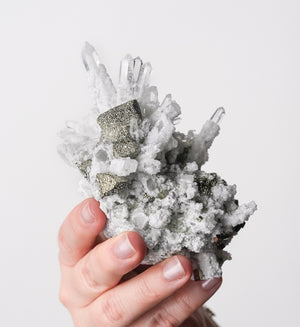 Quartz, Calcite, with Pyrite after Calcite