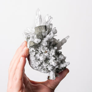Quartz, Calcite, with Pyrite after Calcite