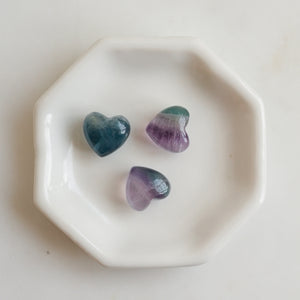 Rainbow Fluorite Mini Hearts