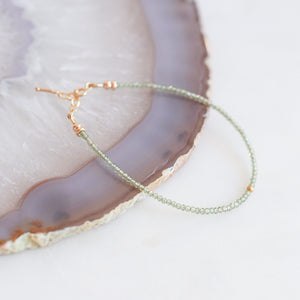 Green Apatite Bracelet with 18k Solid Gold Bead