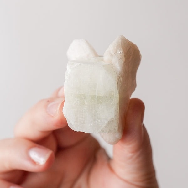 Apophyllite Chunk with Shimmery Stilbite from India
