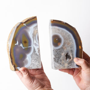 Blue Agate Bookends