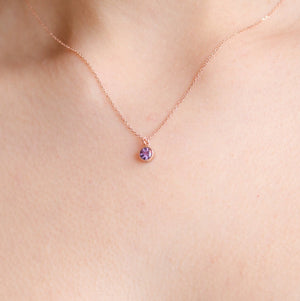 Limited Edition: Solid Rose Gold Montana Amethyst February Birthstone Necklace