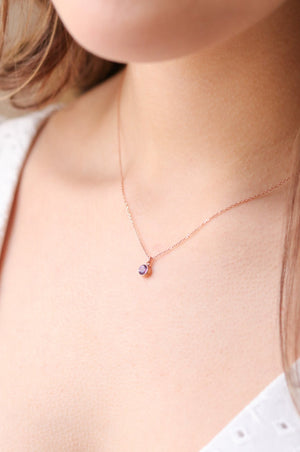 Limited Edition: Solid Rose Gold Montana Amethyst February Birthstone Necklace